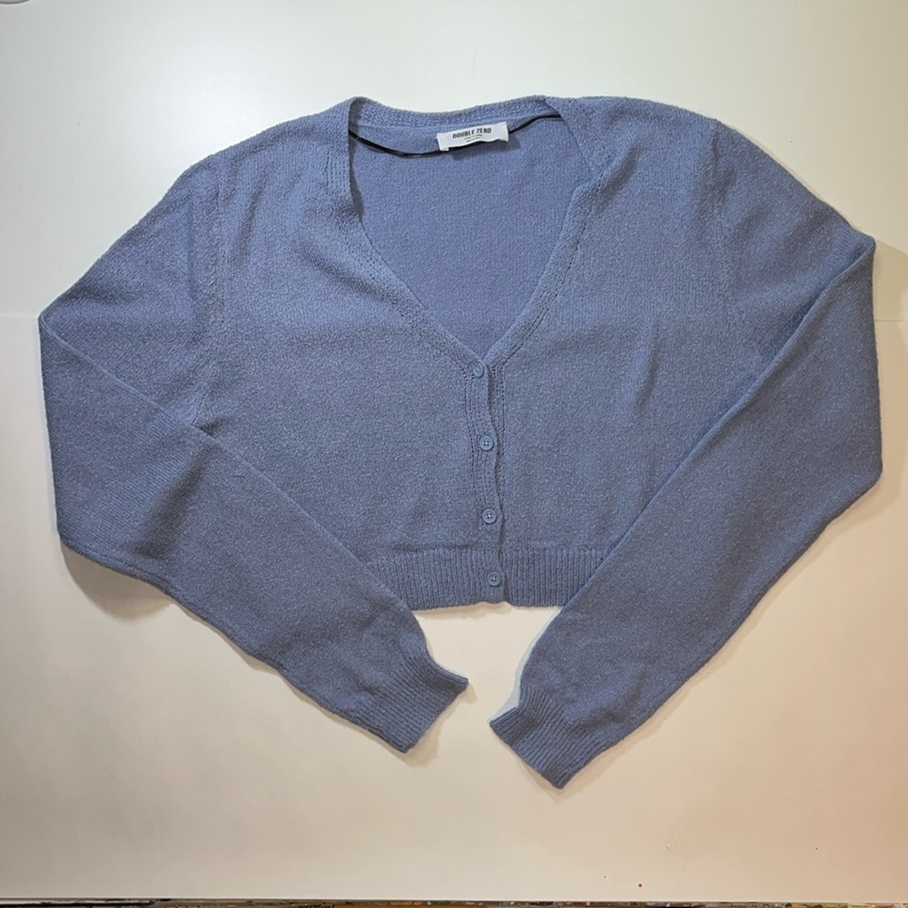3/$12 Double Zero Light Blue Cardigan. Cropped.